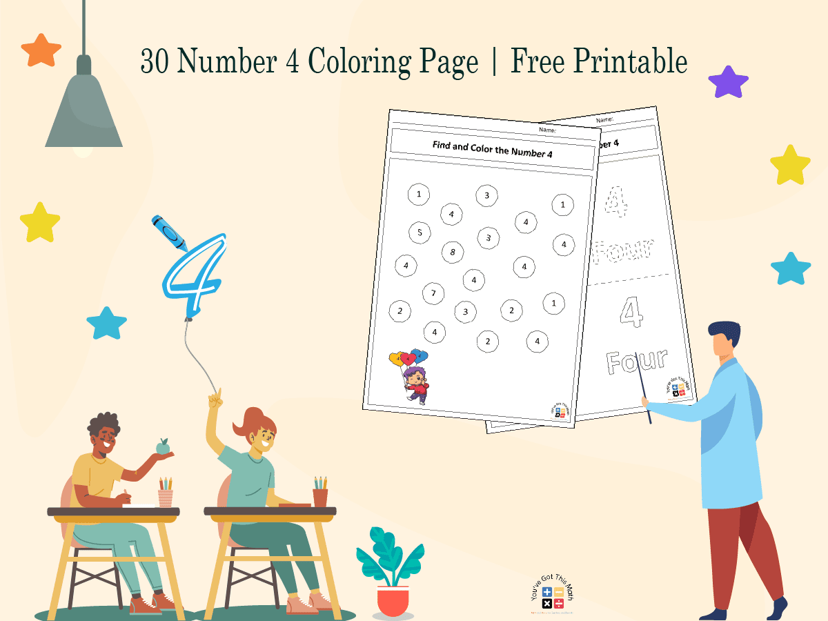 10+ Number 4 Coloring Page | Free Printable