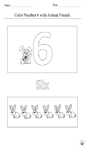 Coloring Number 6 with Animal Friend Worksheet
