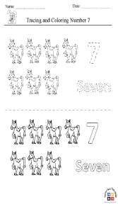 Tracing and coloring number 7 Worksheet