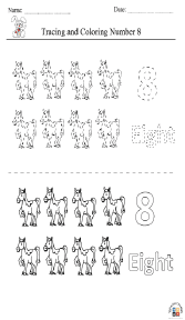 Tracing and coloring number 8 Worksheet
