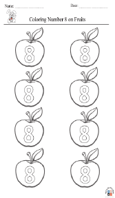 Coloring Number 8 on Fruits