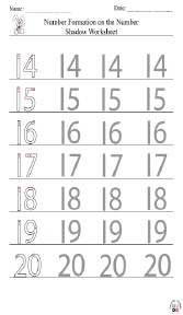 Number Formation on the Number Shadow Worksheet