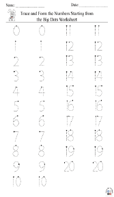Trace and Form the Numbers Starting from the Big Dots Worksheet