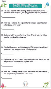 single digit addition and subtraction word problems