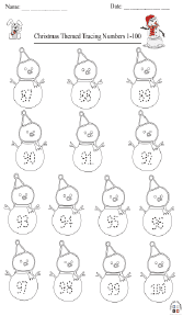 Christmas-Themed Tracing Number 1–100 Worksheet