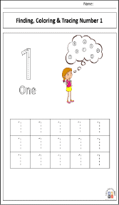 Finding, Coloring, and Tracing Number 1 Worksheet