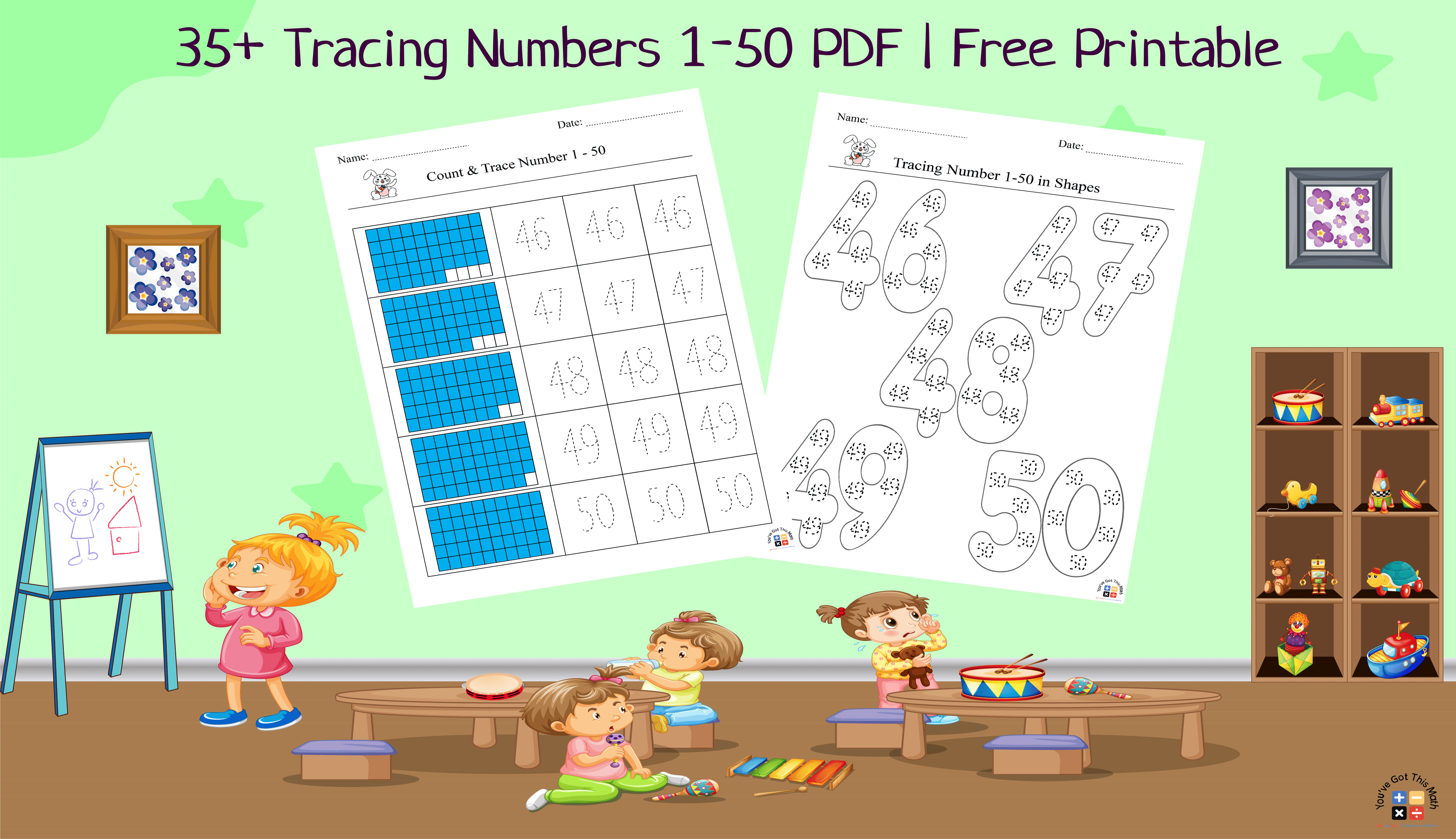 35+ Tracing Numbers 1–50 PDF | Free Printable