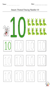 Insect-Themed Tracing Number 10 Worksheet