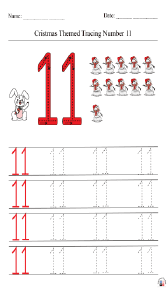 Christmas-Themed Tracing Number 11 Worksheet
