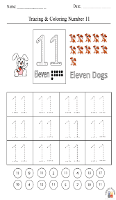 Tracing and Coloring Number 11 Worksheet