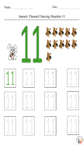 Insect-Themed Tracing Number 11 Worksheet