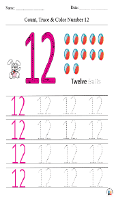 Count, Trace, and Color Number 12 Worksheet