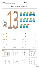 Count and Trace Number 13 Worksheet