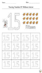 Tracing Number 15 without Arrow Worksheet