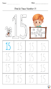 Finding and Tracing Number 15 Worksheet