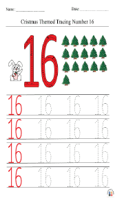 Christmas-Themed Tracing Number 16 Worksheet