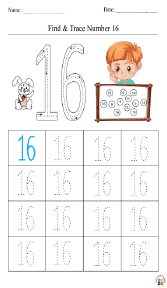 Finding and Tracing Number 16 Worksheet