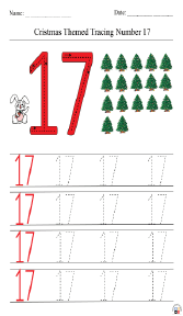 Christmas-Themed Tracing Number 17 Worksheet