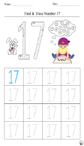 Finding and Tracing Number 17 Worksheet