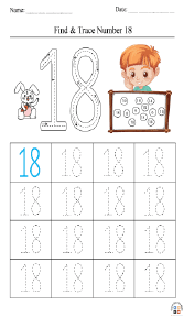 Finding and Tracing Number 18 Worksheet