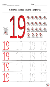 Christmas-Themed Tracing Number 19 Worksheet