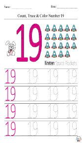 30+ Tracing Number 19 Pages | Free Printable