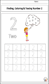 Finding, Coloring, and Tracing Number 2 Worksheet