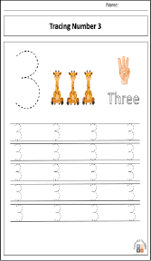 Tracing Number 3 by Counting Hand Finger