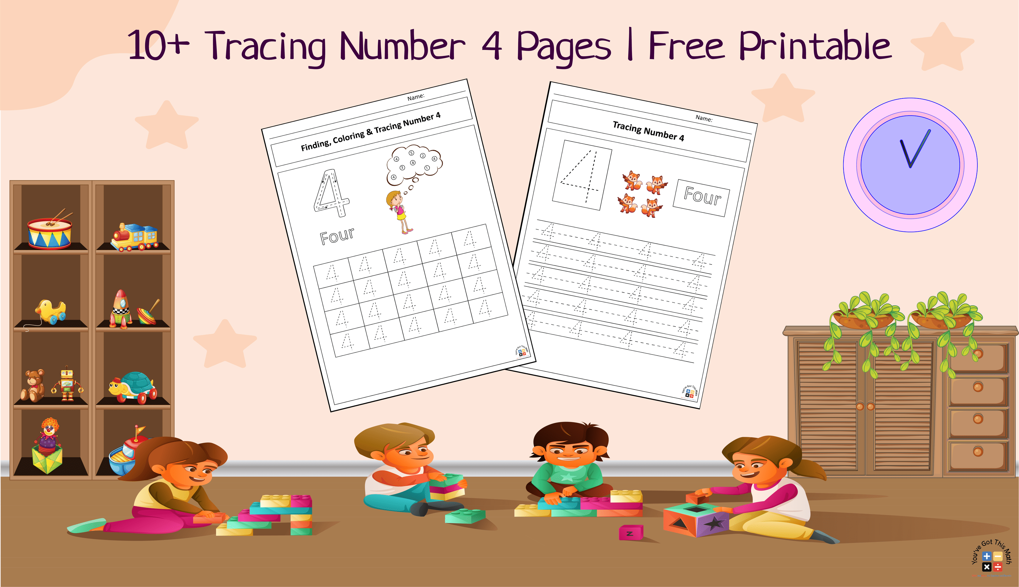 10+ Tracing Number 4 Pages | Free Printable