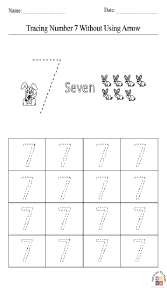 Tracing Number 7 without Using Arrow Worksheet