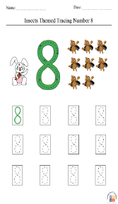Insect-Themed Tracing Number 8 Worksheet