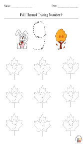 Fall-Themed Tracing Number 9 Worksheet