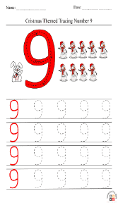 Christmas-Themed Tracing Number 9 Worksheet