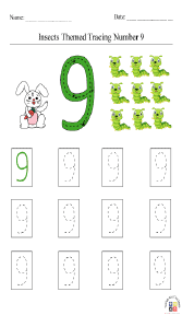 Insect-Themed Tracing Number 9 Worksheet