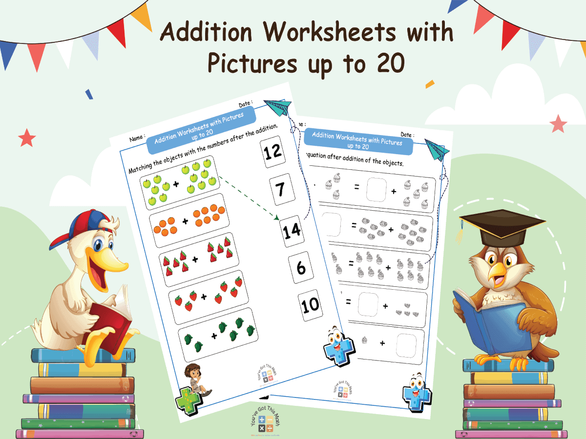 18 Addition Worksheets with Pictures up to 20 | Free Print