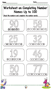 Worksheet on Completing Number Names up to 100 Box Image