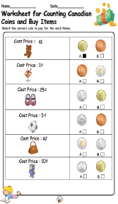 Worksheet for Counting Canadian Coins and Buy Items