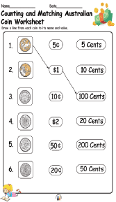 Counting and Matching Australian Coin Worksheet