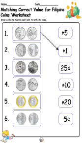 Matching Correct Value for Filipino Coins Worksheet