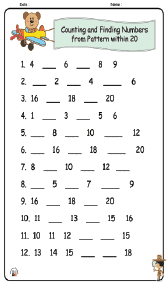 Counting and Finding Numbers from Pattern within 20 Worksheets