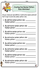 Creating Own Number Pattern Rules Worksheet 