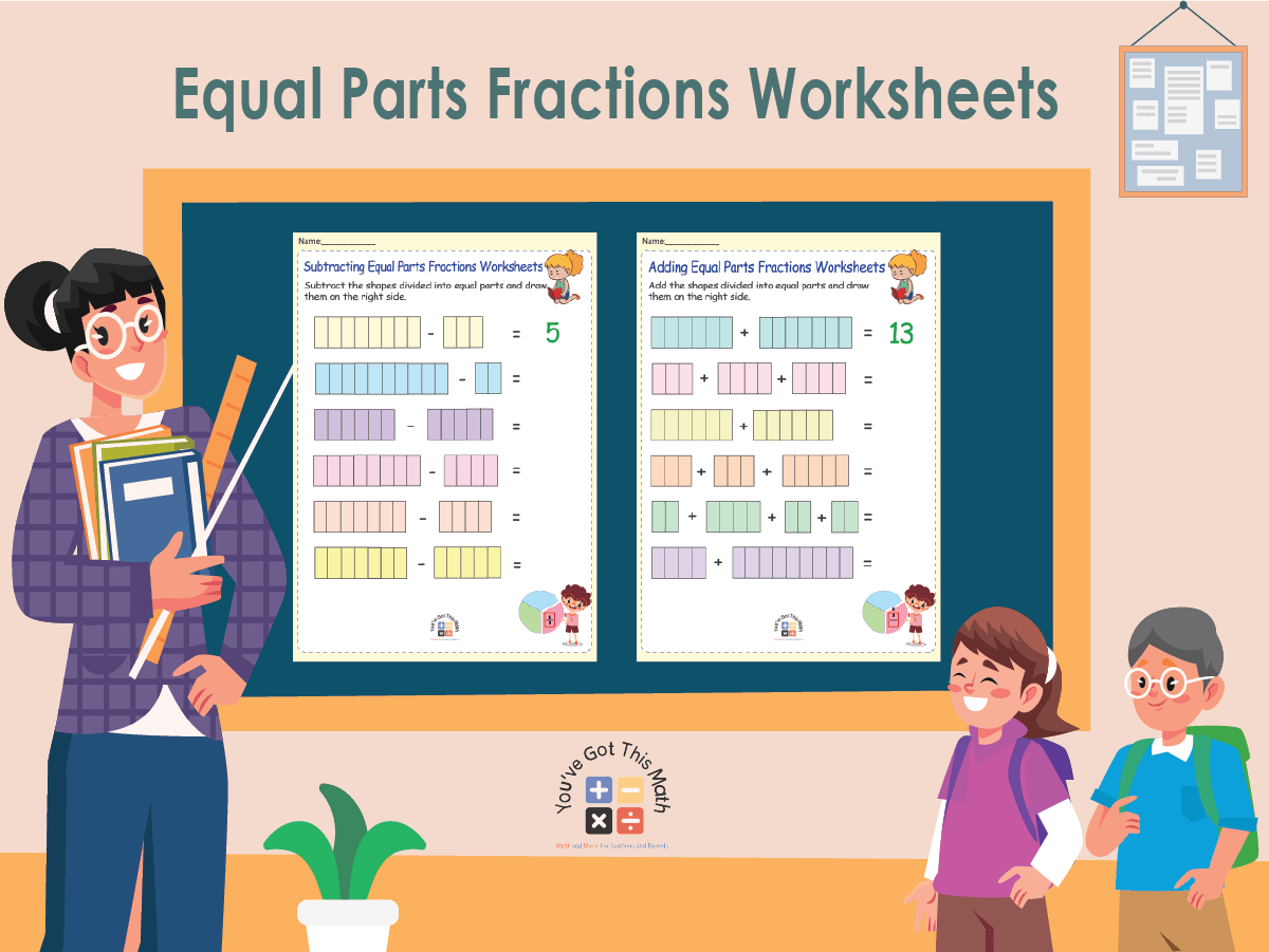18 Equal Parts Fractions Worksheets
