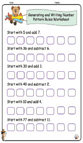 Generating and Writing Number Pattern Rules Worksheet