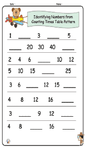 Identifying Numbers from Counting Times Table Pattern Worksheets