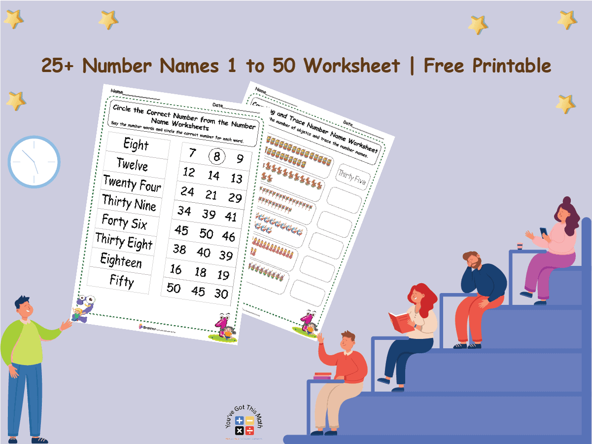 25+ Number Names 1 to 50 Worksheet | Free Printable