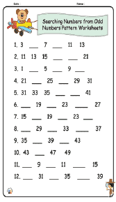 Searching Numbers from Odd Numbers Pattern Worksheets