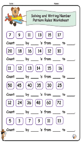 Solving and Writing Number Pattern Rules Worksheet 