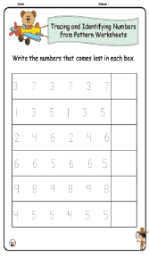 Tracing and Identifying Numbers from Pattern Worksheets