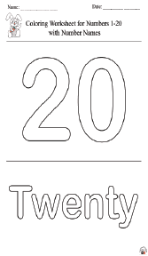 Coloring Worksheet for Numbers 1-20 with Number Names