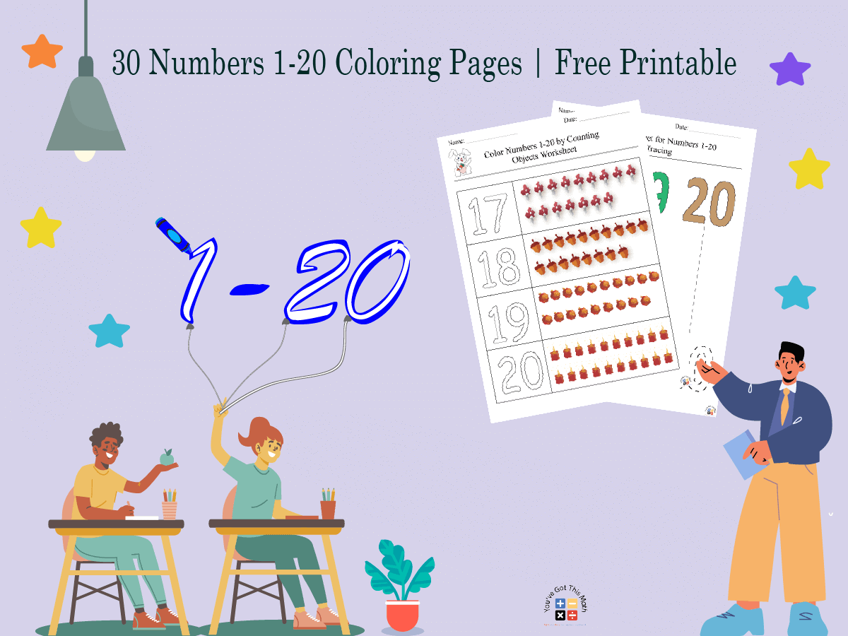 30 Number Coloring Pages 1-20 PDF | Free Printable